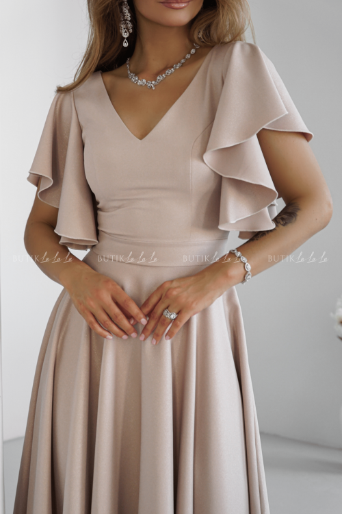 Sukienka lekko połyskująca beżowa Feliciana