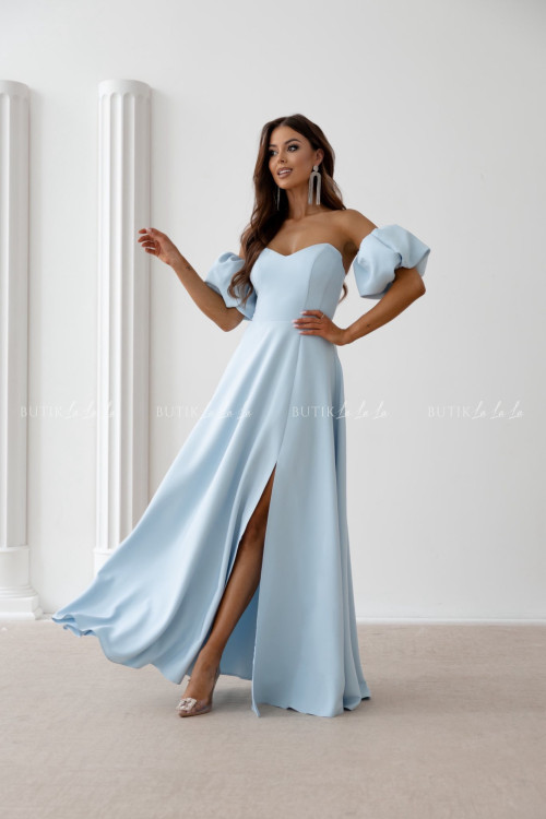 Sukienka maxi z rękawami błękitna Bridget 2