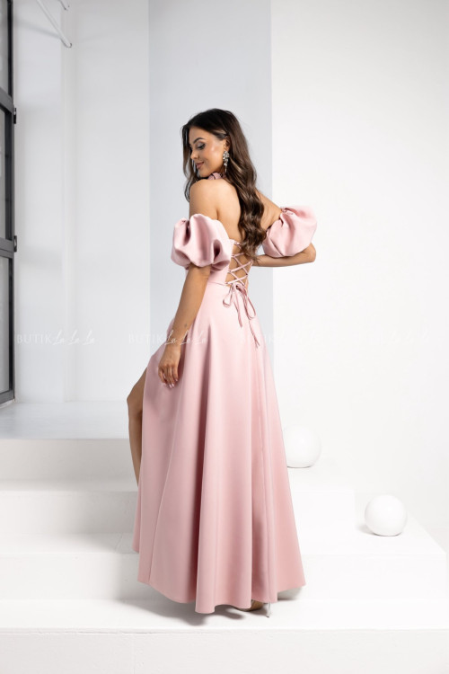 Sukienka maxi z rękawami pudrowa Bridget 2