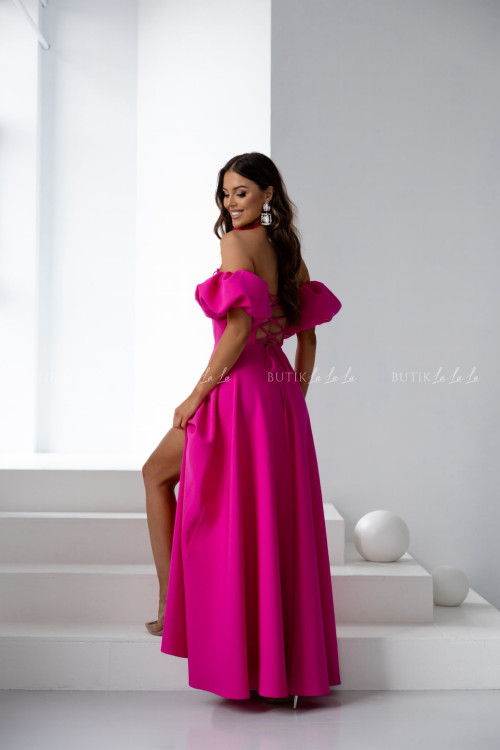 Sukienka maxi z rękawami malinowa Bridget 1