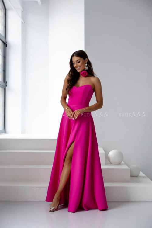 Sukienka maxi z rękawami malinowa Bridget 3