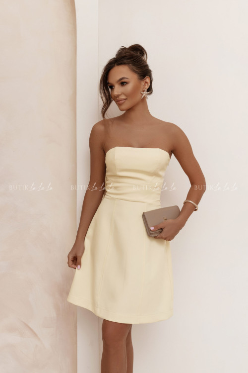 Sukienka z kokardą na plecach bananowa Cherie 1