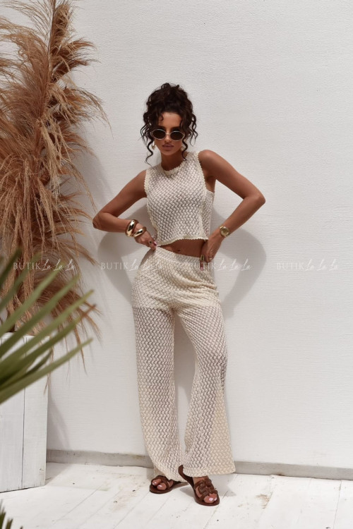 Komplet ażurowy beżowy Seszele 1