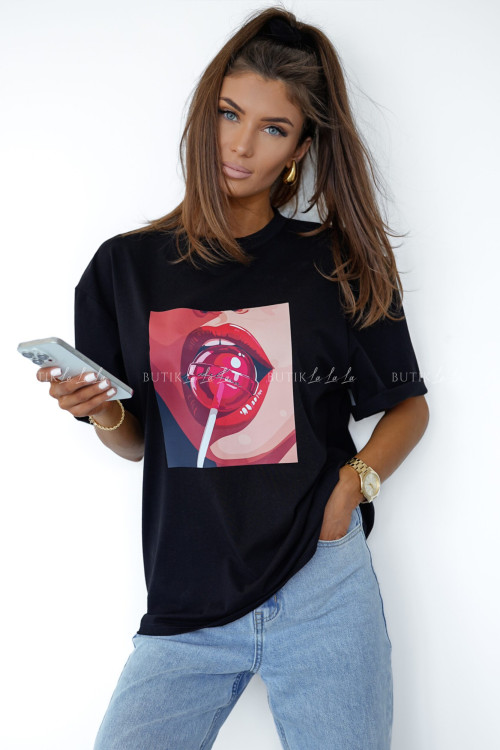 Bluzka czarna z nadrukiem Miluna 2