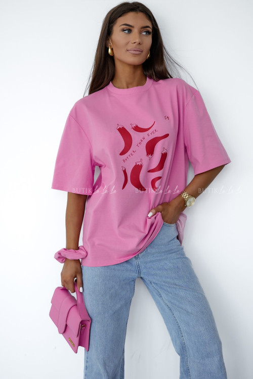 Bluzka różowa z nadrukiem Miluna 1