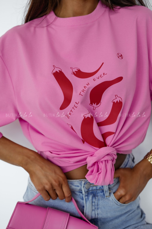 Bluzka różowa z nadrukiem Miluna