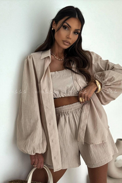 Komplet bawełniany 3 - częsciowy beżowy 1