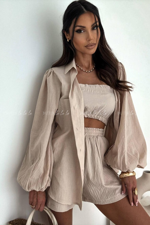 Komplet bawełniany 3 - częsciowy beżowy 2