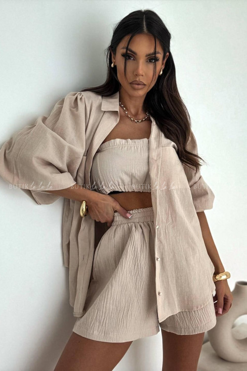 Komplet bawełniany 3 - częsciowy beżowy 3