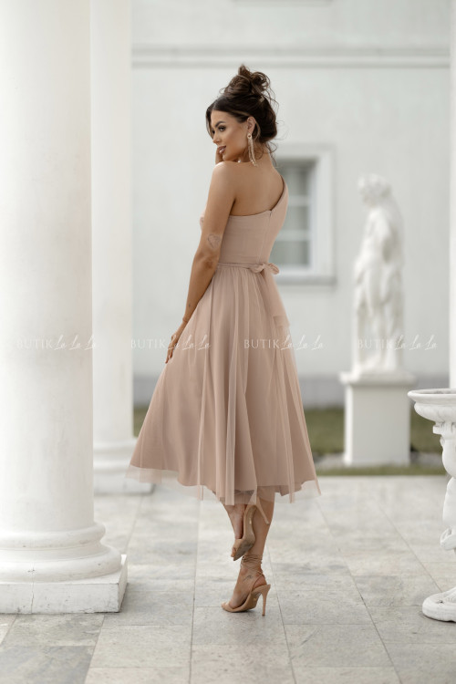 Sukienka z ozdobną różą kawowa Arisson 2