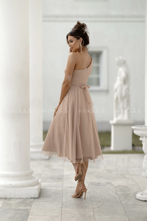 Sukienka z ozdobną różą kawowa Arisson 3