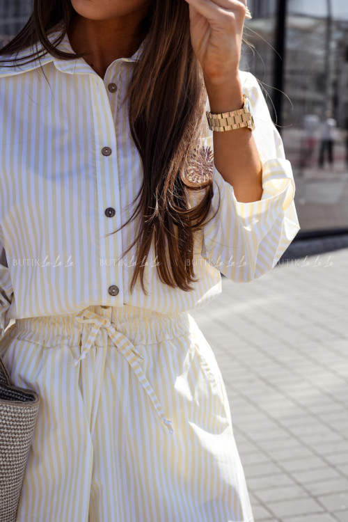 Komplet w paski żółto-białe Pallma