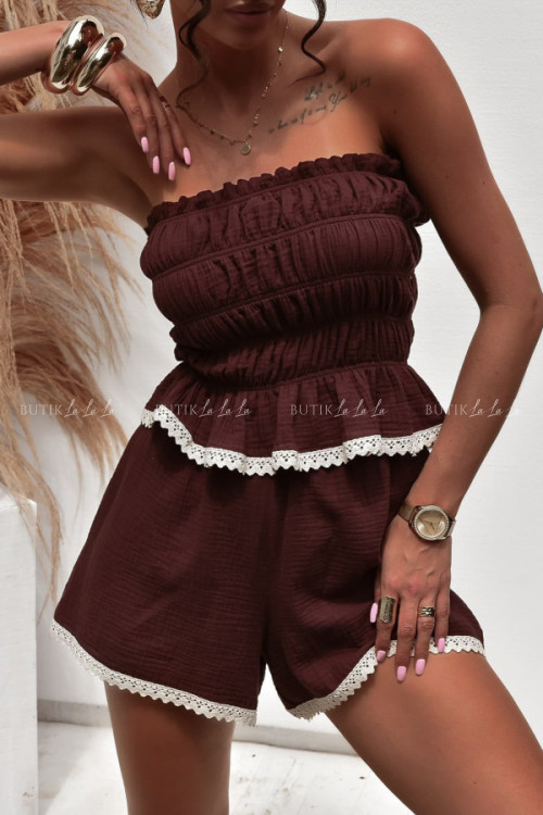 Komplet bawełniany brązowy