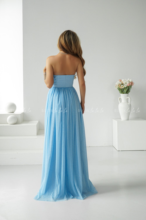 Sukienka tiulowa maxi niebieska Cecylia 3