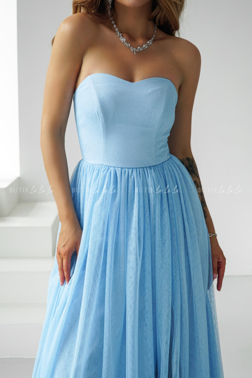 Sukienka tiulowa maxi niebieska Cecylia 2