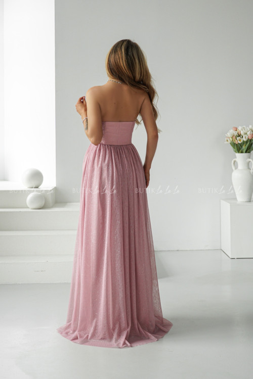 Sukienka tiulowa maxi pudrowa Cecylia 9