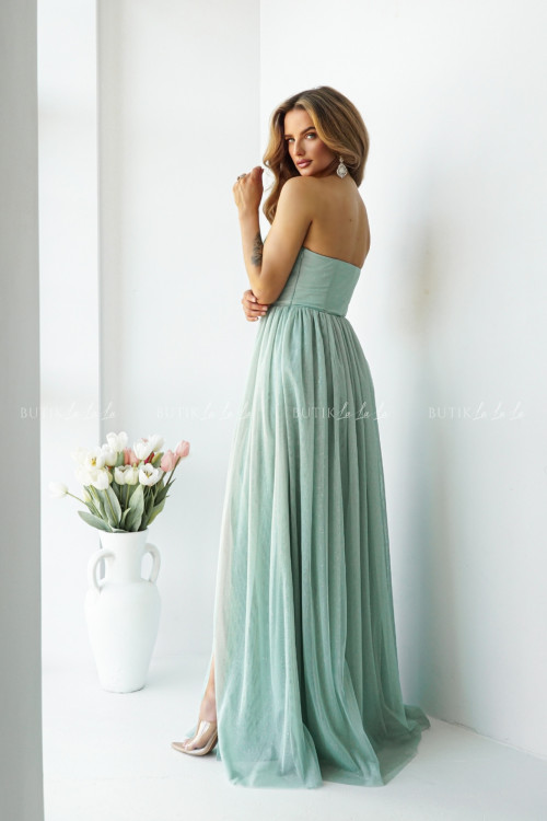 Sukienka tiulowa maxi pistacjowa Cecylia 2