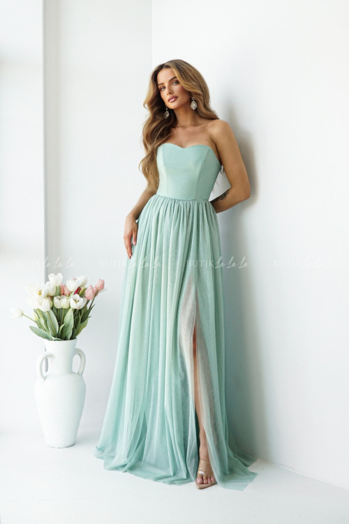 Sukienka tiulowa maxi pistacjowa Cecylia 3