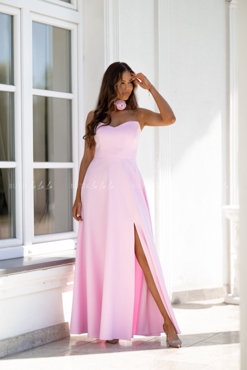 Sukienka maxi z rękawami baby pink Bridget 1