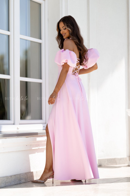 Sukienka maxi z rękawami baby pink Bridget 2