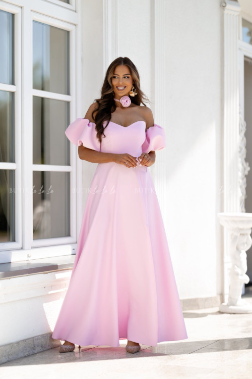 Sukienka maxi z rękawami baby pink Bridget 3