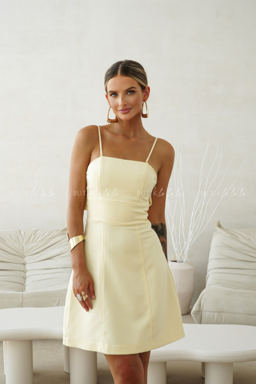 Sukienka z kokardą na plecach bananowa Cherie 5