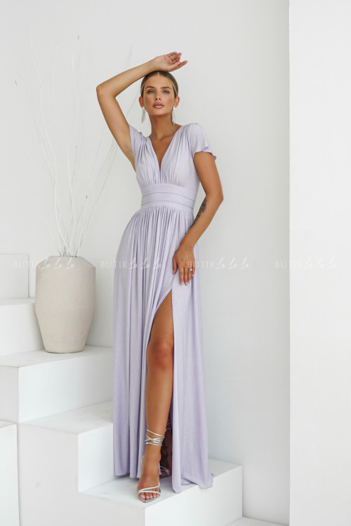 Sukienka maxi brokatowa liliowa Gabriela 3