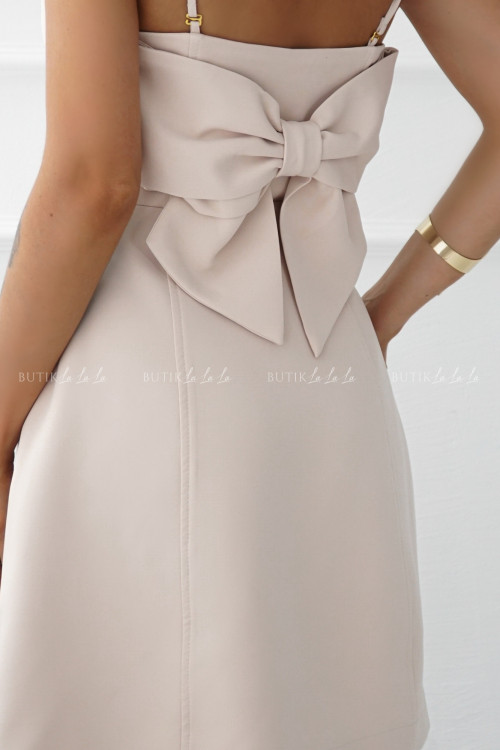 Sukienka z kokardą na plecach beżowa Cherie 1