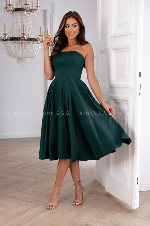 Sukienka rozkloszowana ciemna zieleń Mufina 3