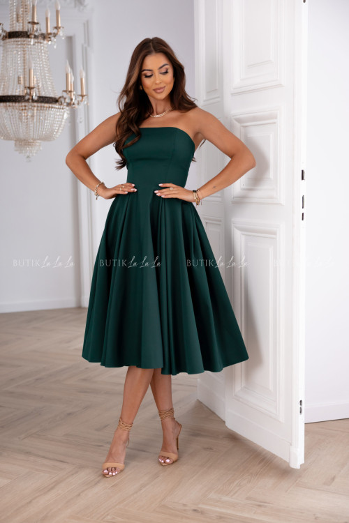 Sukienka rozkloszowana ciemna zieleń Mufina 4