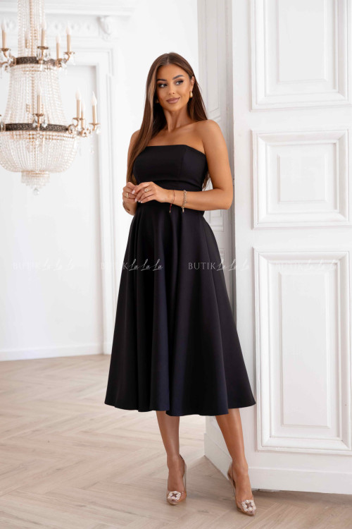 Sukienka rozkloszowana z kokardą czarna Asti 1