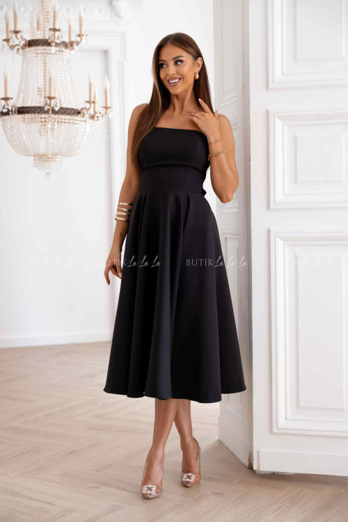 Sukienka rozkloszowana z kokardą czarna Asti 2