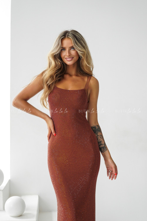 Sukienka maxi brązowa Vressa 2