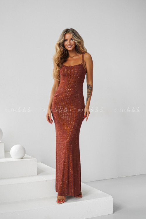 Sukienka maxi brązowa Vressa 5