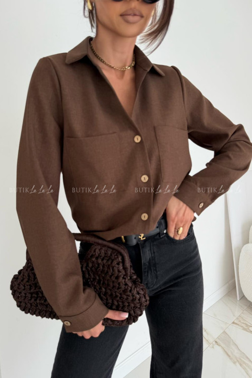 Bluzka koszulowa czekoladowa Nina
