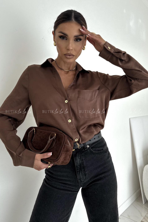 Bluzka koszulowa czekoladowa Isana