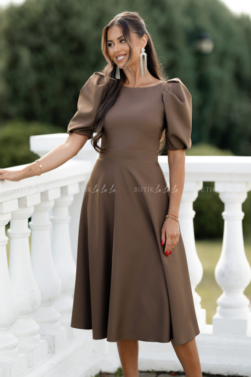 Sukienka midi brązowa Grande
