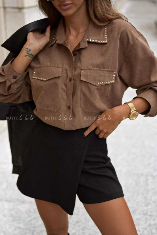 Bluzka koszulowa czekoladowa Nina