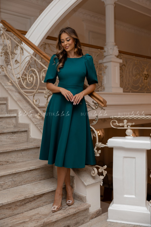 Sukienka midi butelkowa zieleń Grande