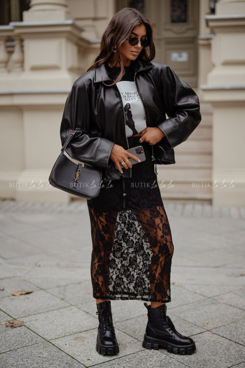 Kurtka z eko skóry czarna Sunnie 2