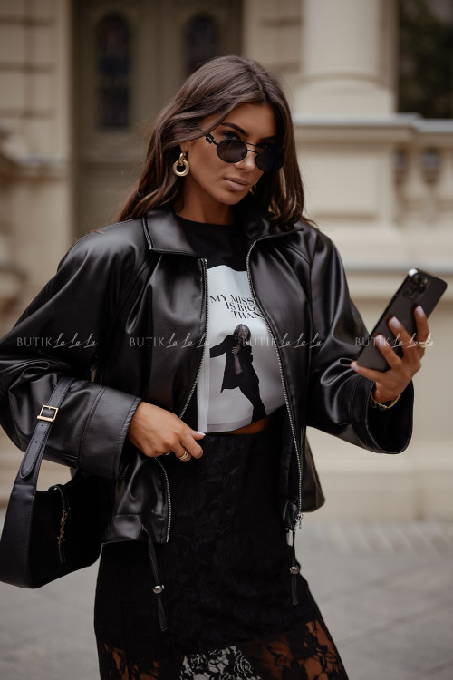 Kurtka z eko skóry czarna Sunnie 1