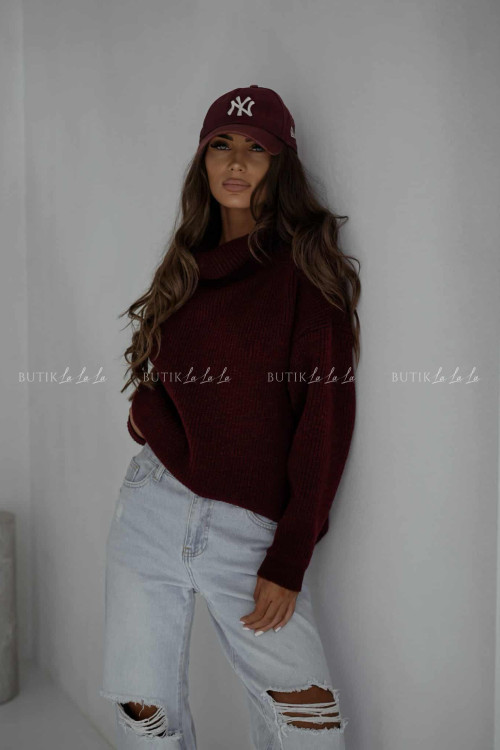 Sweter z golfem bordowy Tom