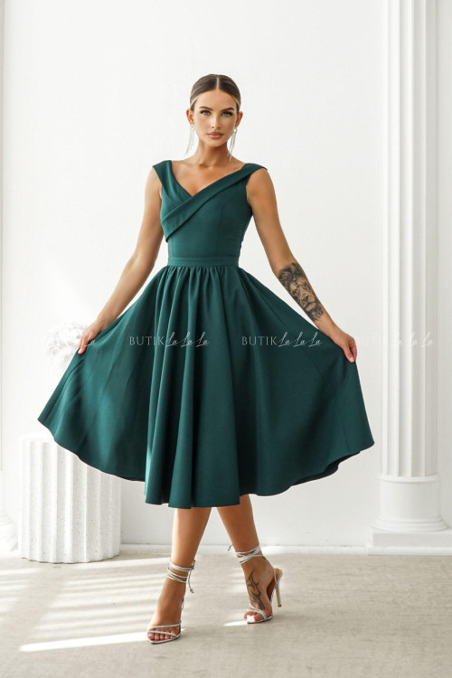 Sukienka butelkowa zieleń Lesandra PREMIUM