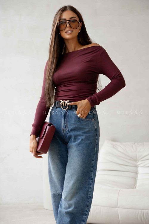 Bluzka na długi rekaw bordowa Toma