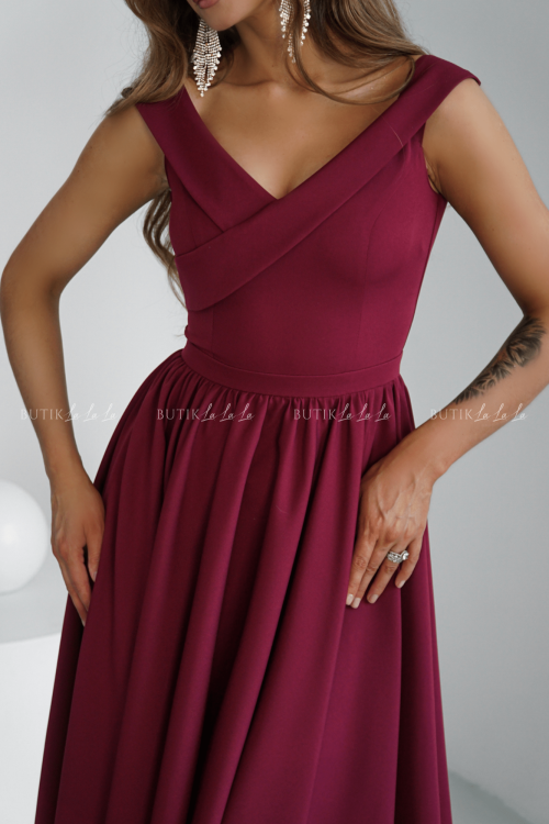 Sukienka bordowa Lesandra PREMIUM