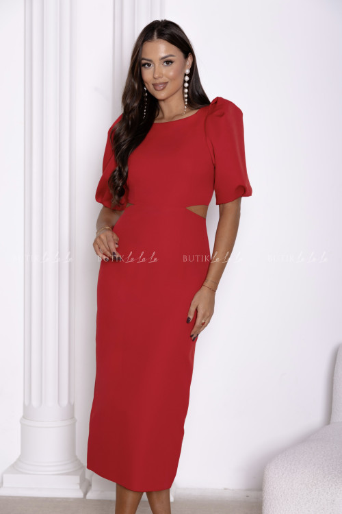 Sukienka midi z wycięciem czerwona Pretta