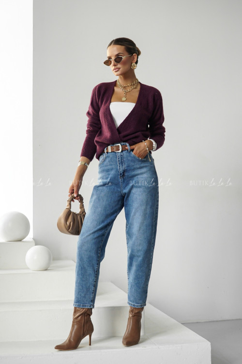 Sweter kopertowy burgundowy Fionie 2