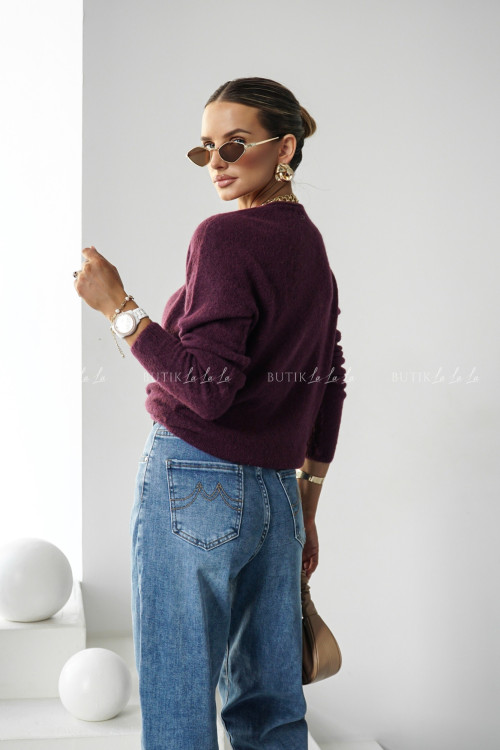 Sweter kopertowy burgundowy Fionie 3
