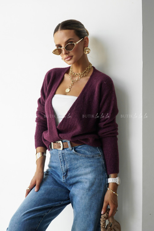 Sweter kopertowy burgundowy Fionie 4