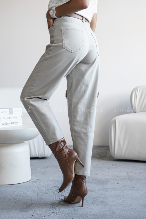 Spodnie jeansowe typu balloon beżowe Gorley 2